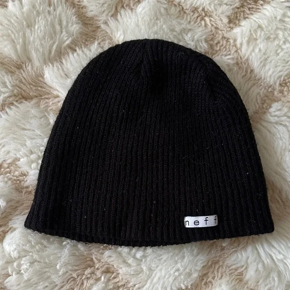 NEFF Classic Black Knit Beanie, EUC - Picture 1 of 8